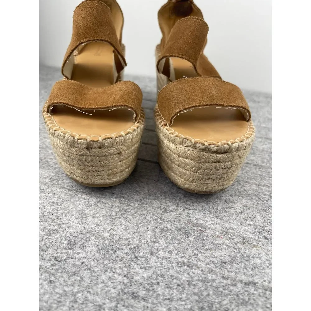 Soludos‎ Womens Tan Suede Espadrille Platform Wedge Sandals Size 6.5 EU 37